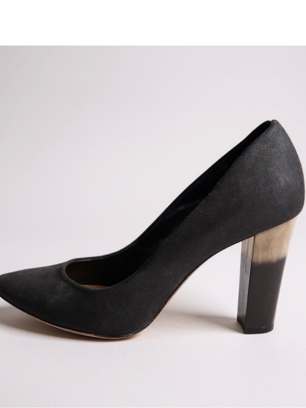 Donald J Pliner Bonita Black Suede Pumps Faux Horn Heel Size 8.5 Maximalist